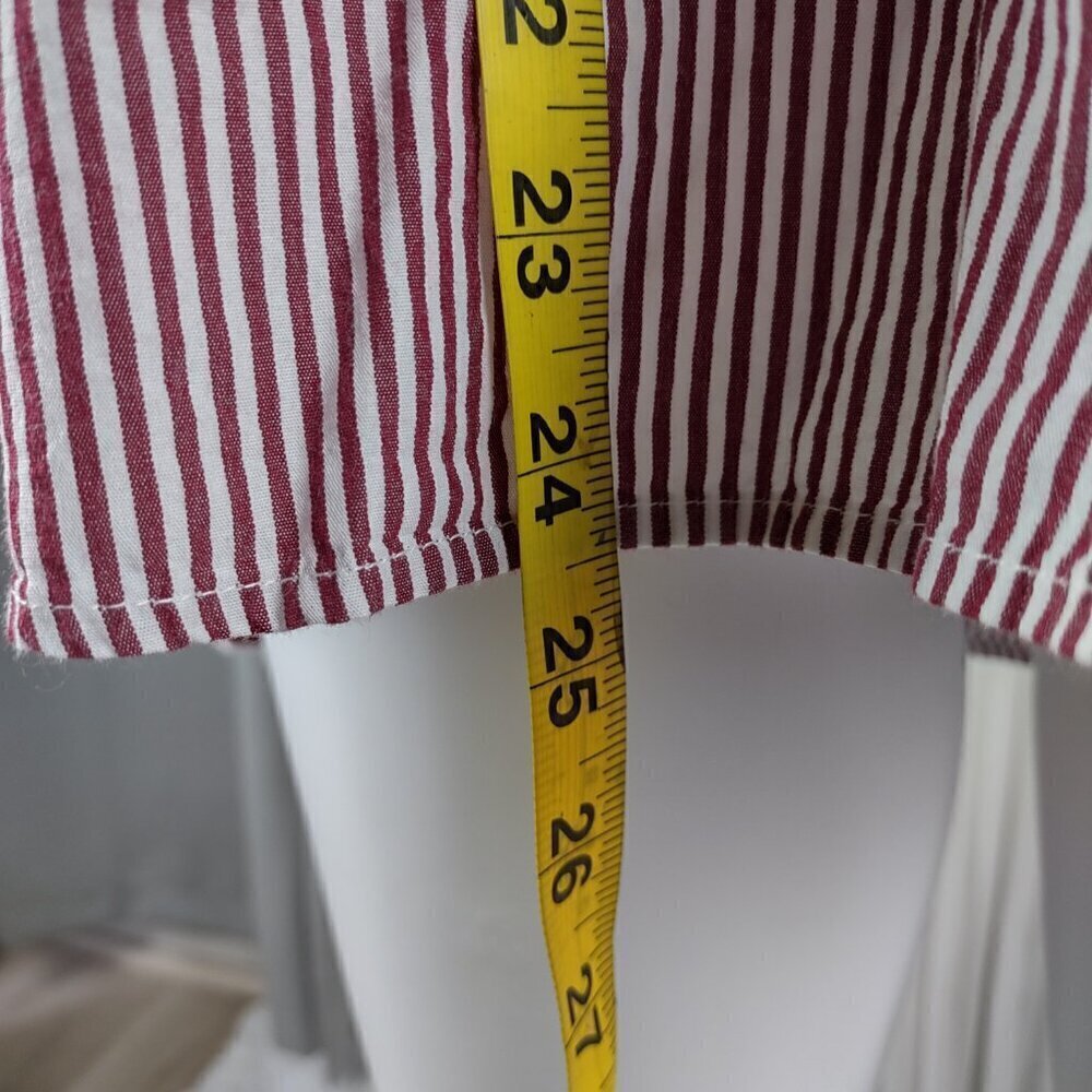 Crown & Ivy Women's 100% Cotton, Burgundy, White Striped Pullover Blouse Size 1X - Picture 7 of 13